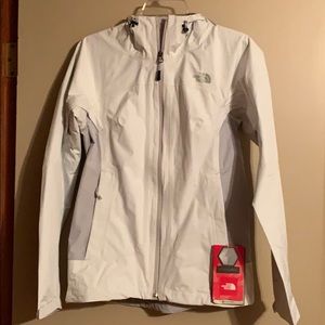 North Face white rain jacket